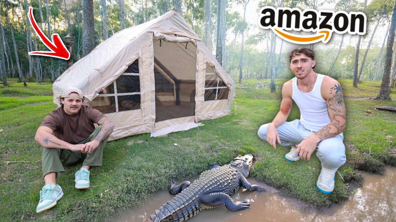 Overnight Amazon Inflatable Tent Survival Challenge