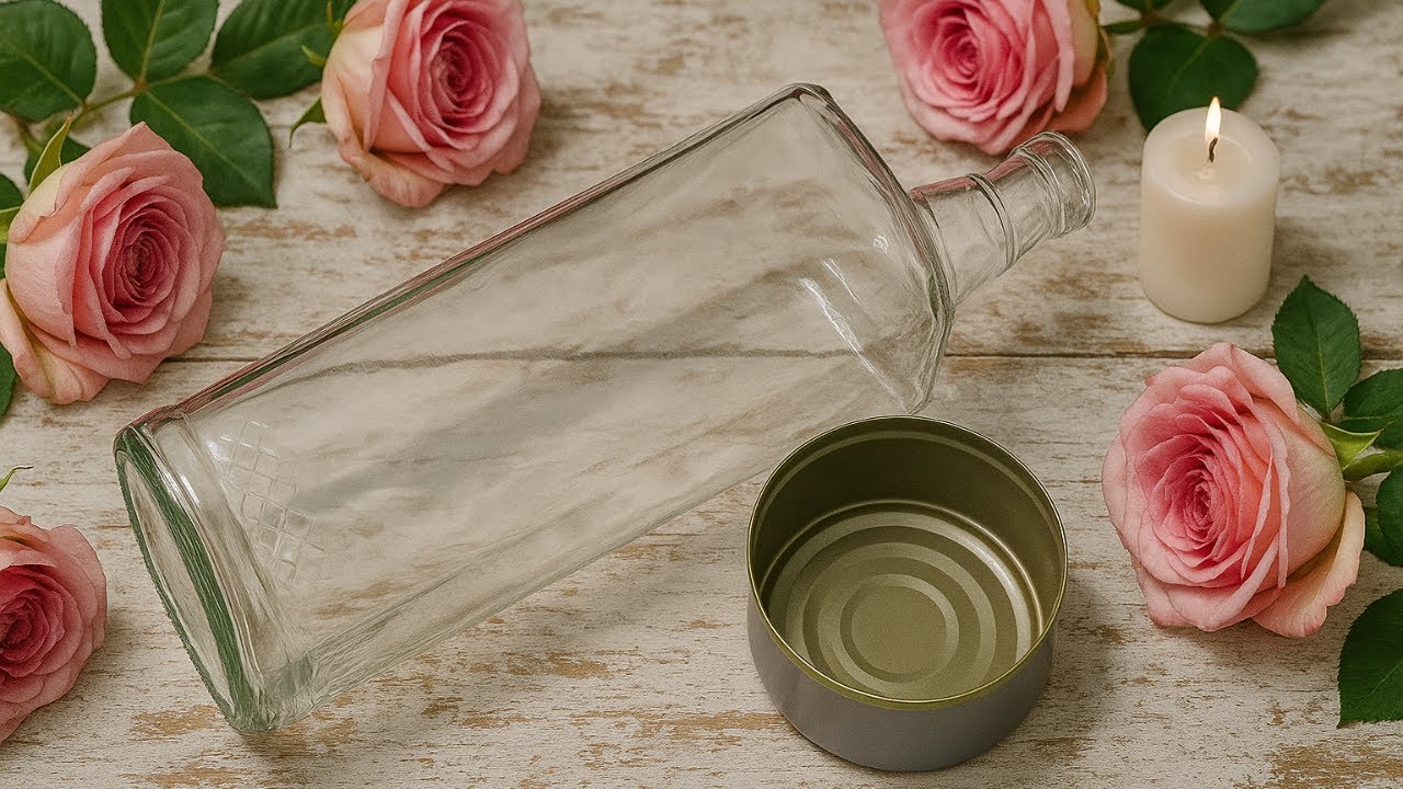 🌺IDEIA com GARRAFA de VIDRO e LATA que vai deixar sua casa super romântica! 💖🌺🌹🌹