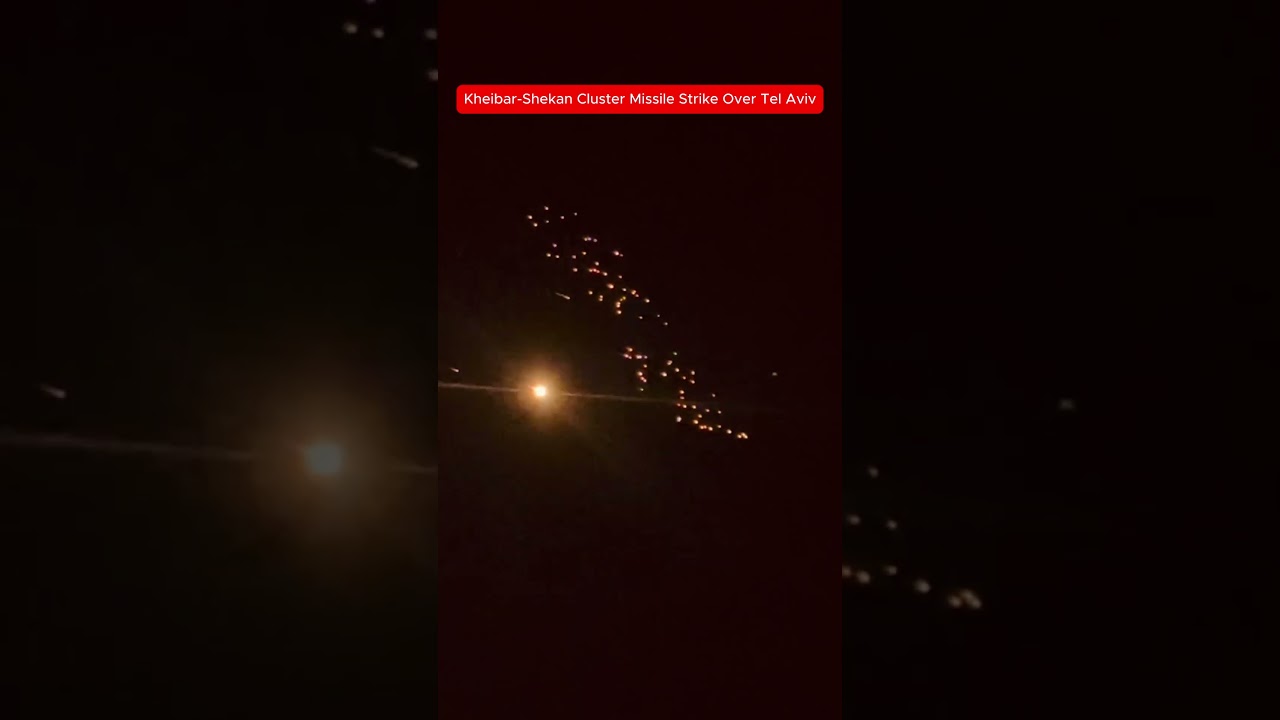 Kheibar-Shekan Cluster Missile Strike Over Tel Aviv