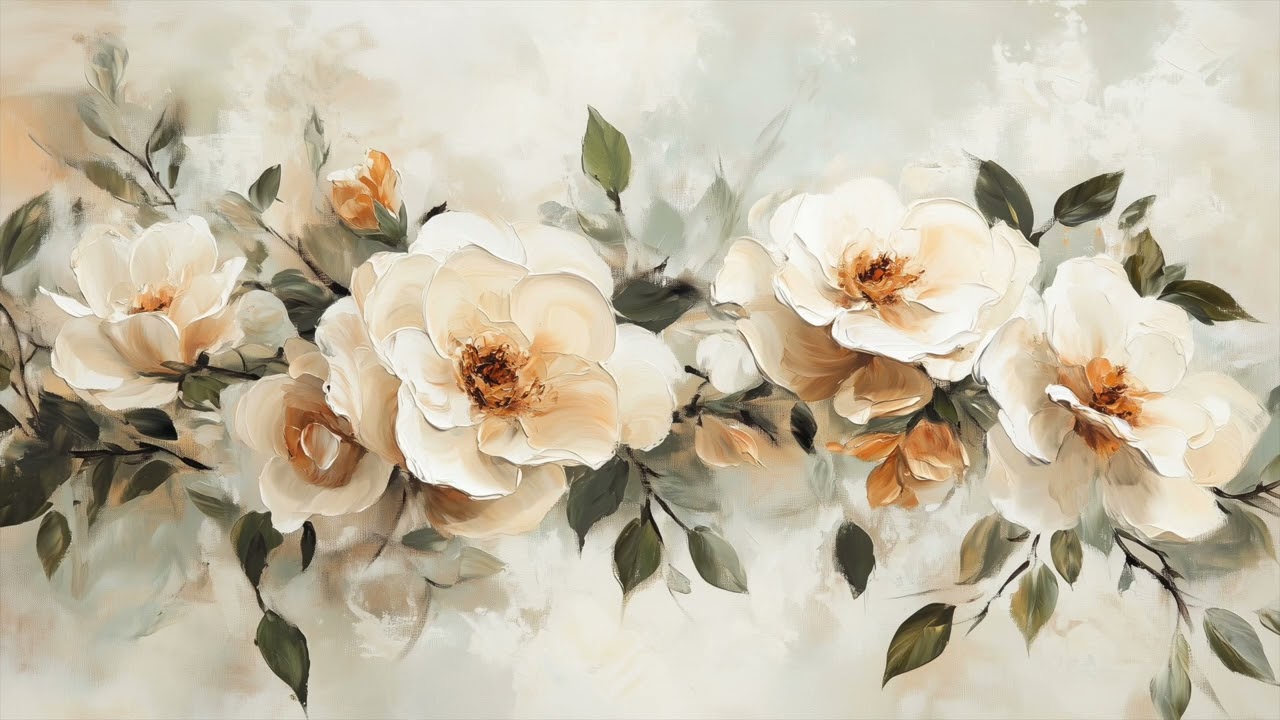 Floral Bouquet Oil Painting Art Screensaver for Frame TV Decor | Light Academia | No Music | 3 Hours