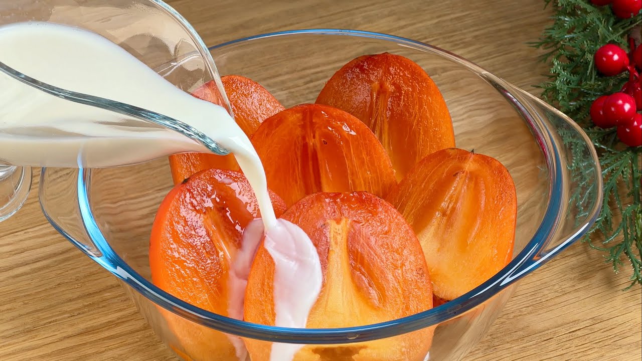 Nur Milch und Kaki! Ein köstliches Dessert ohne Zucker, Mehl oder Gelatine!
