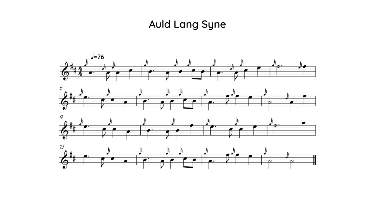 Auld Lang Syne, low pitch quarter speed