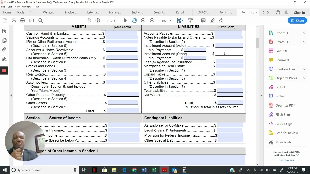 Confused By The SBA 413 Form? Watch This! (Personal Financial Statement)