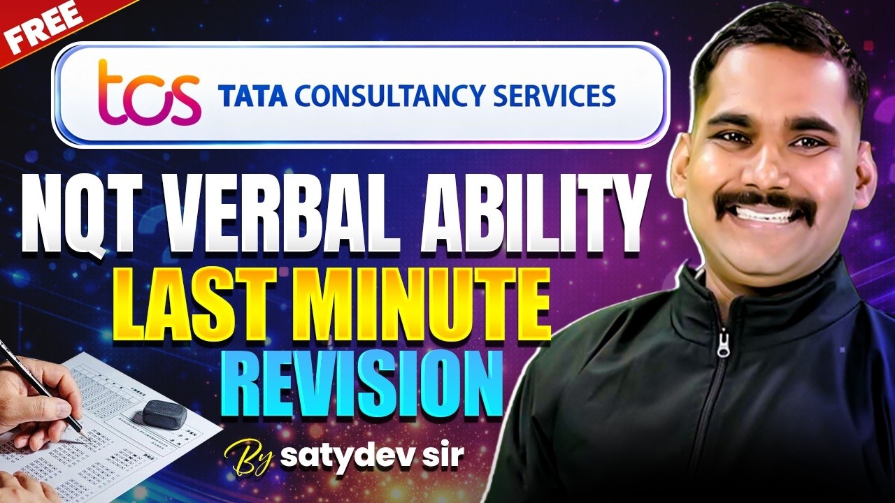 TCS NQT Verbal Ability PYQ Last Minute Revision TCS Verbal Ability MOCK Test | TCS Verbal Ability