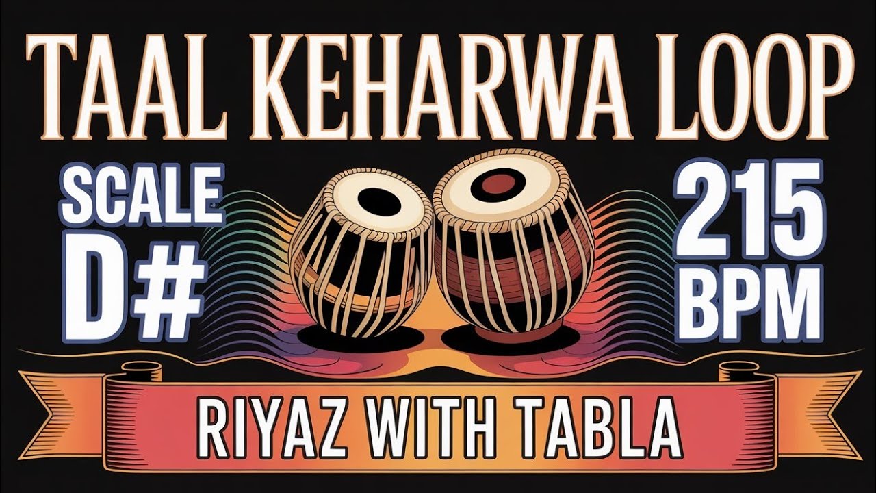ताल केहरवा लूप | Taal Keharwa Loop | 215 BPM | D# Kali 2 | Bhajans, Songs #rhythm #riyazwithtabla