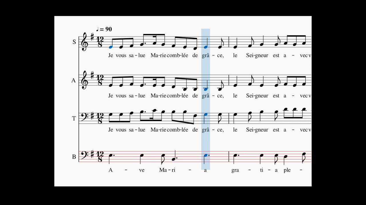Je vous salue Marie, bass, musique J.B. du Jonchay