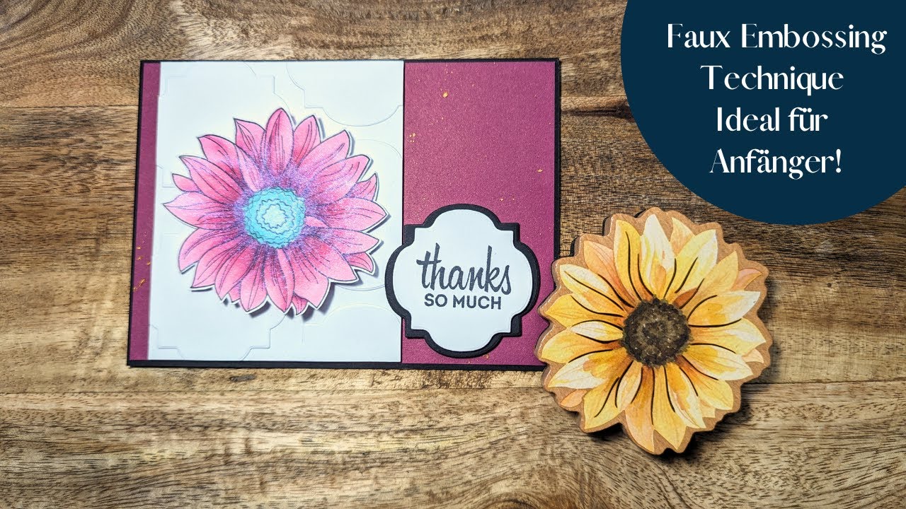 Einfache Karten mit Action Stanzen basteln I Neue Action Holzstempel I Faux Embossing Technik