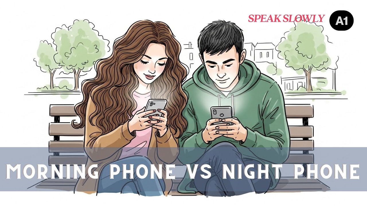 Morning Phone vs Night Phone 🌙📱 Easy English Listening(A1)
