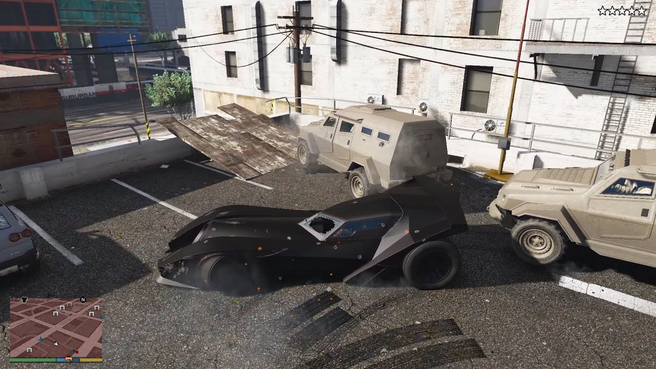GTA V Batmobile Vigilante Super Car Rampage + Five Star Wanted Level Escaped(VE:DGA 4.3.5)