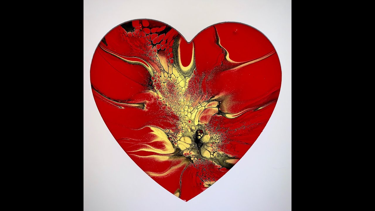 (5) Fluid Bloom acrylic Pour - Valentines Heart
