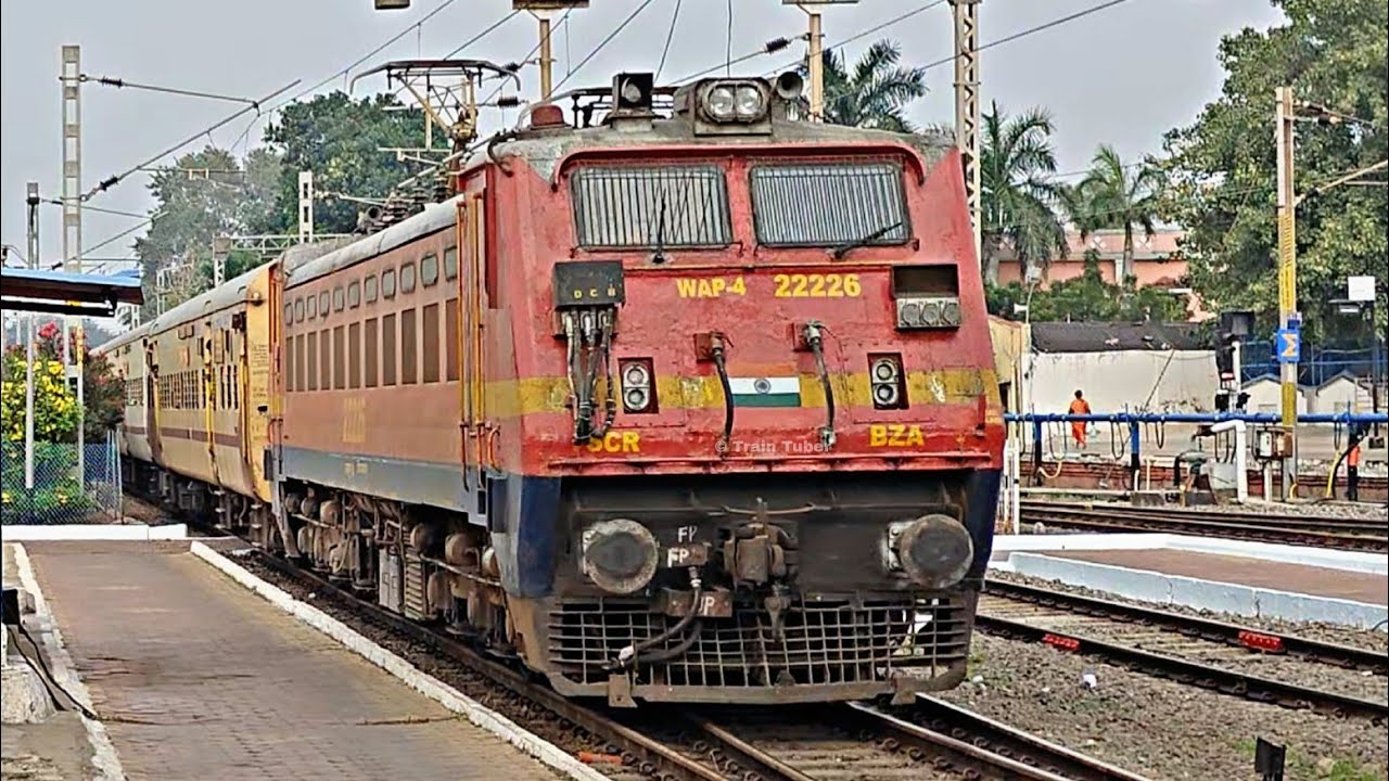 KRISHNA EXPRESS | Adilabad To Tirupati Arriving Vijayawada Junction | 17406 | Vijayawada WAP-4 | 4K