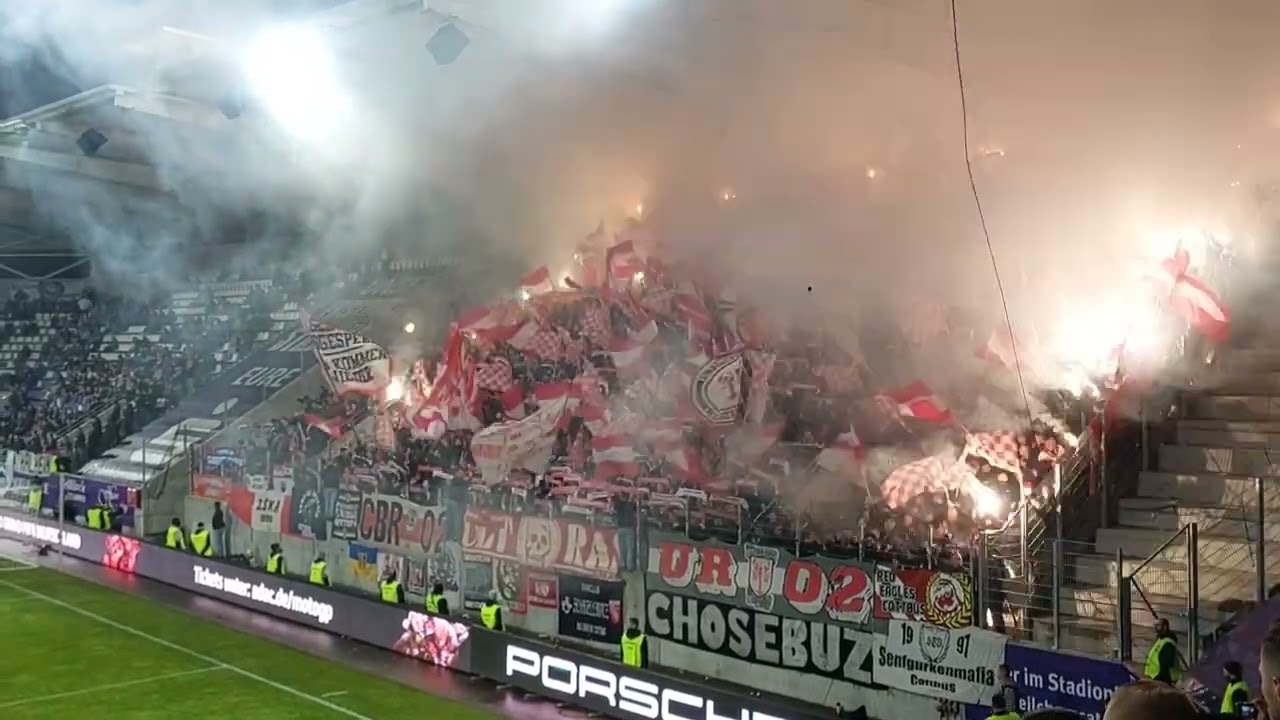 22.10.2024 FC Erzgebirge Aue-FC Energie Cottbus 1-3 (Choreo,Pyro,Ultras,15 Jahre Fialova Sbor)