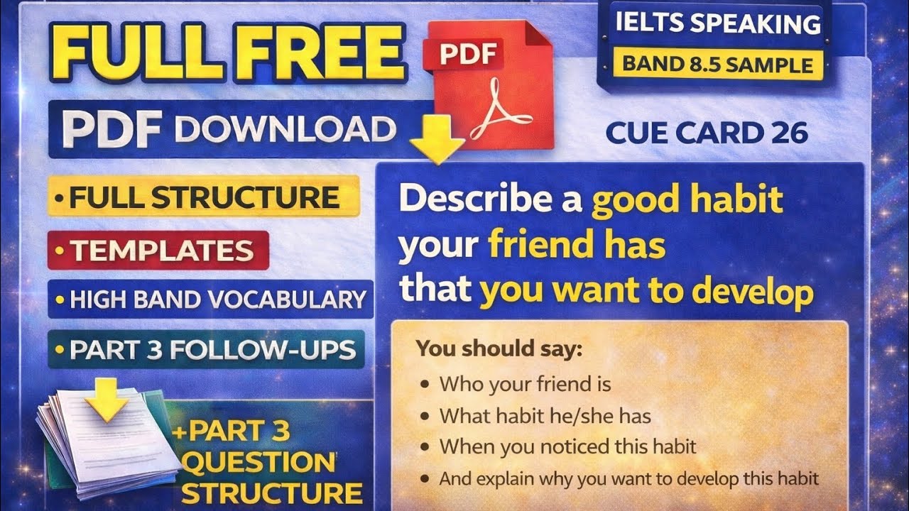 Describe a Good Habit Your Friend Has | IELTS Speaking 2026 | Band 8+ Answer #ieltswithgic #cuecard 