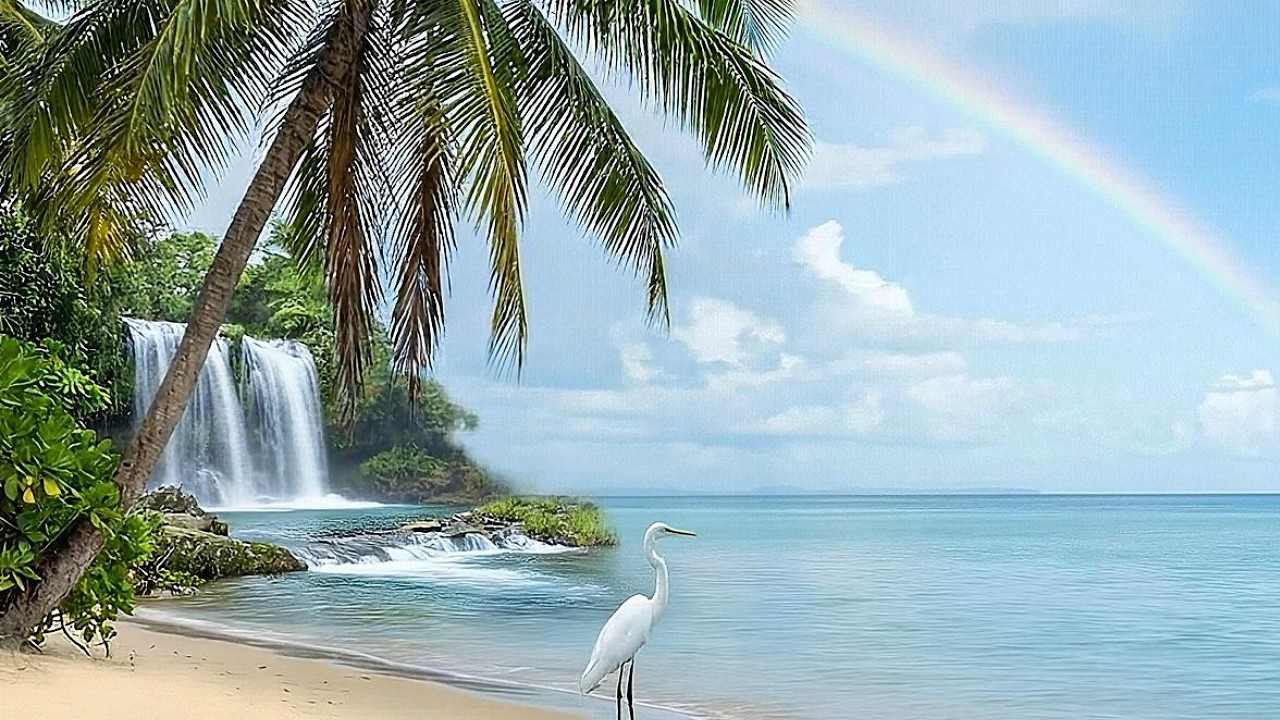 1 Hour 4K Tropical Beach 🌊 Ocean Waves & Soft Piano for Deep Sleep, Healing & Ultimate Relaxation