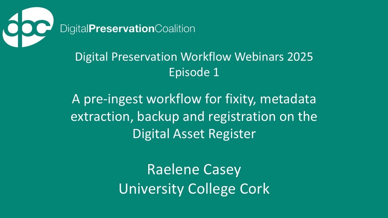 A pre ingest workflow for fixity, metadata extraction, backup and registration on the Digital Asset