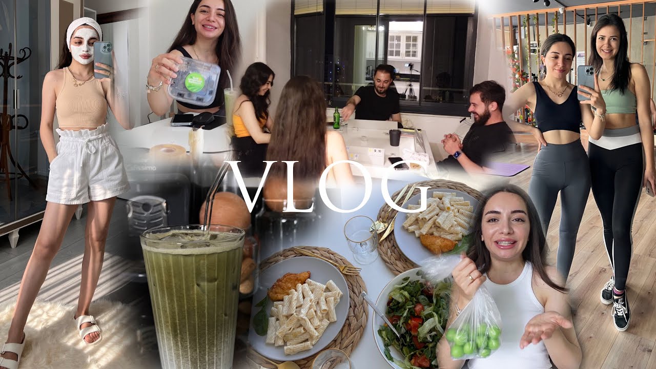VLOG | PAZAR KAHVALTISI | YEMEKLİ MİSAFİRLİK | BALKONDA OKEY OYNADIK | MATCHA ÇAYI KAZASI | PİLATES