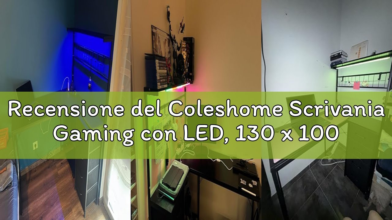 Recensione del Coleshome Scrivania Gaming con LED, 130 x 100 cm Reversibile Tavolo Gaming con Casset
