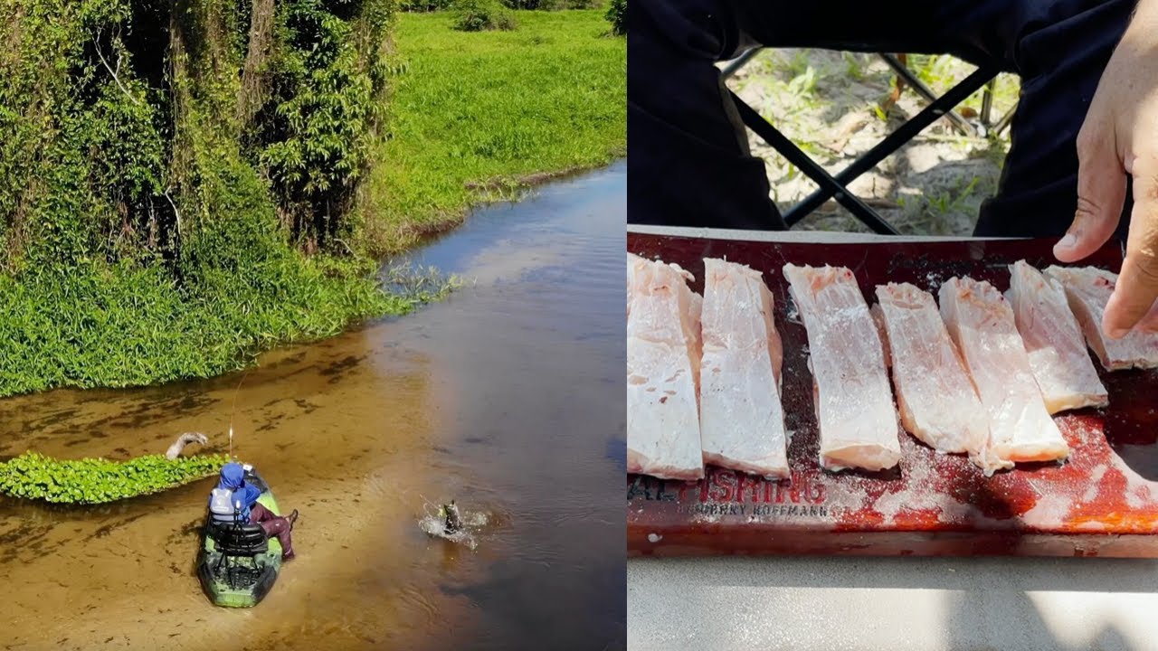 WENT FISHING AND MADE WOLF FISH RIBS ON MY CAMP SITE (ASMR)