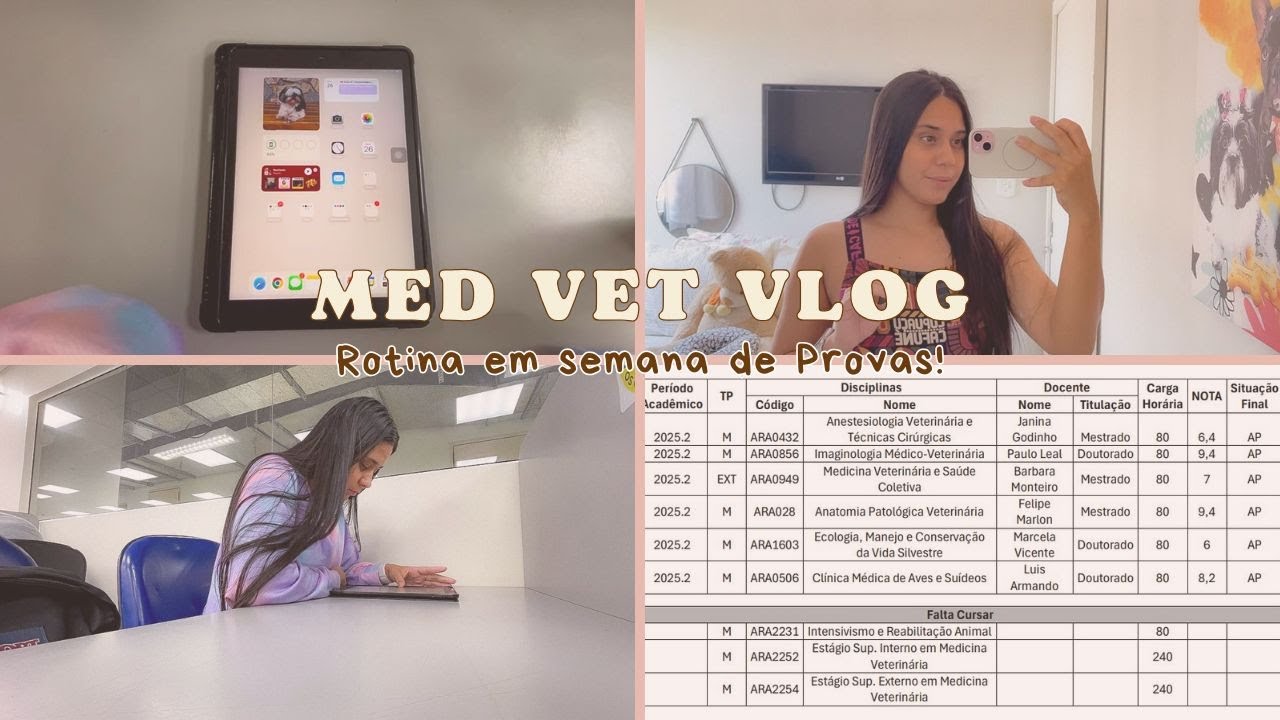 MED VET VLOG - ROTINA NA SEMANA DE PROVAS DA FACULDADE E FIQUEI DE AVS EM UMA MATÉRIA