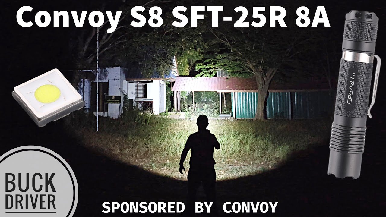 Convoy S8 SFT-25R 8A Buck Driver Review & Beamshots Comparison with Convoy S2+ SFT40 6500K 6A