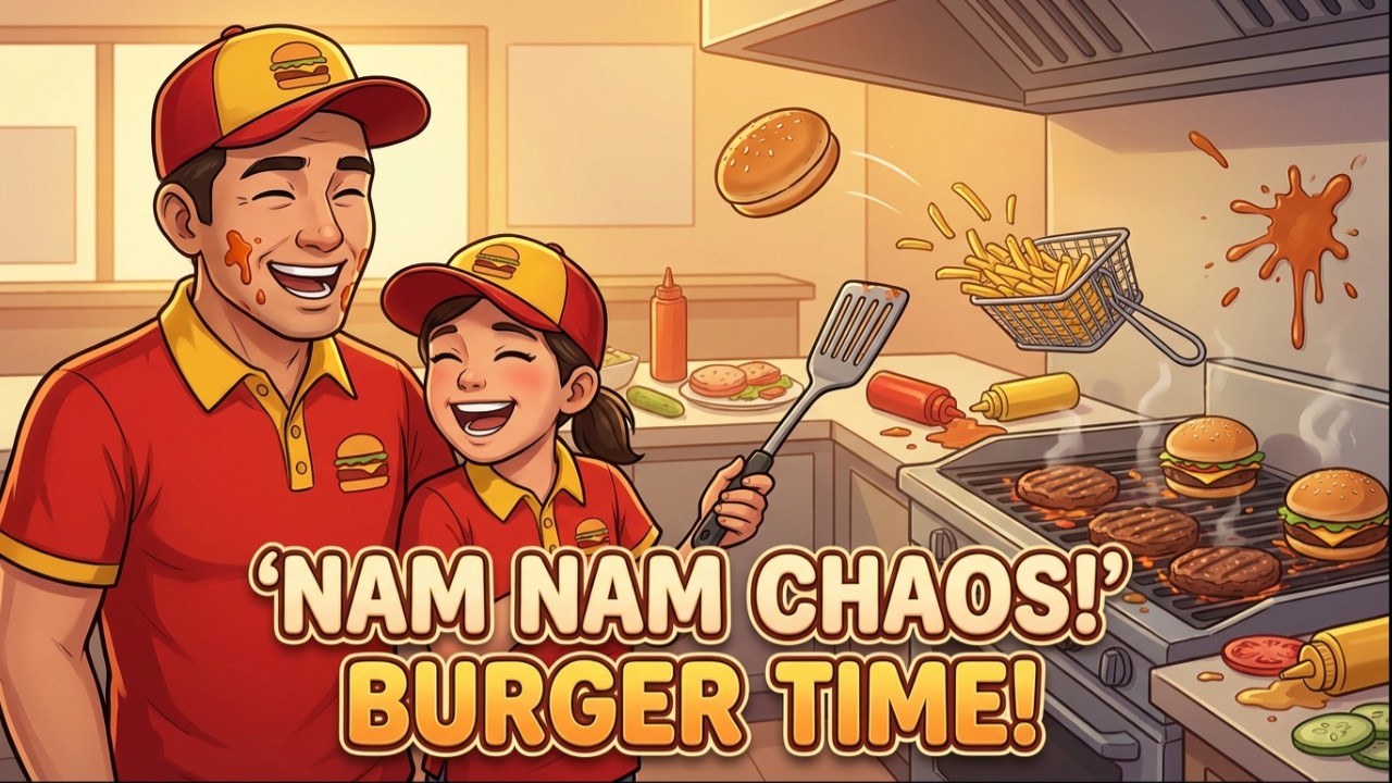 Far & datter burger–team! Kaos i køkkenet hos Nam Nam #fastfoodsimulator #gaming #youtube