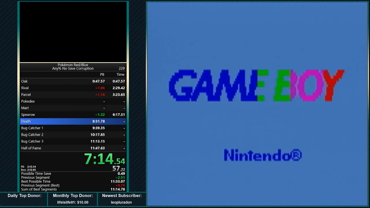 Pokemon Blue Any% No Save Corruption Speedrun in 11:35