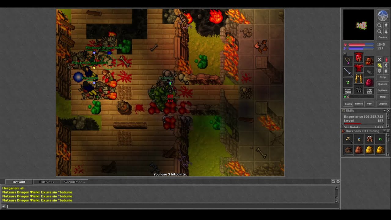 Old Tibia - MATEUSZ DRAGON WIELKI and Team hunting JUGGERNAUT for the first time