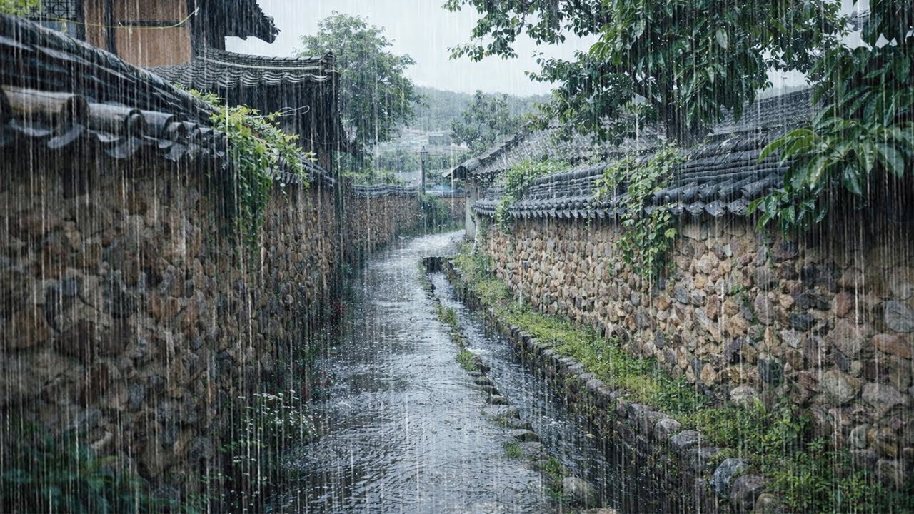 부드럽게 내리는 한옥마을 빗소리 | 깊은 휴식 · 마음 안정 · 불면증 완화