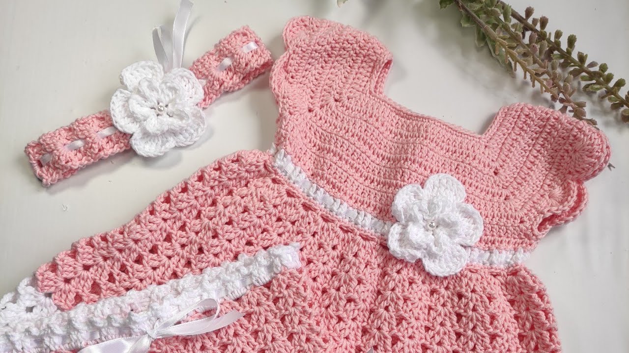 &iexcl; C&oacute;mo hacer vestido para bebe 0-3 meses para beb&eacute; a crochet|  MODELO NALA | PASO A PASO