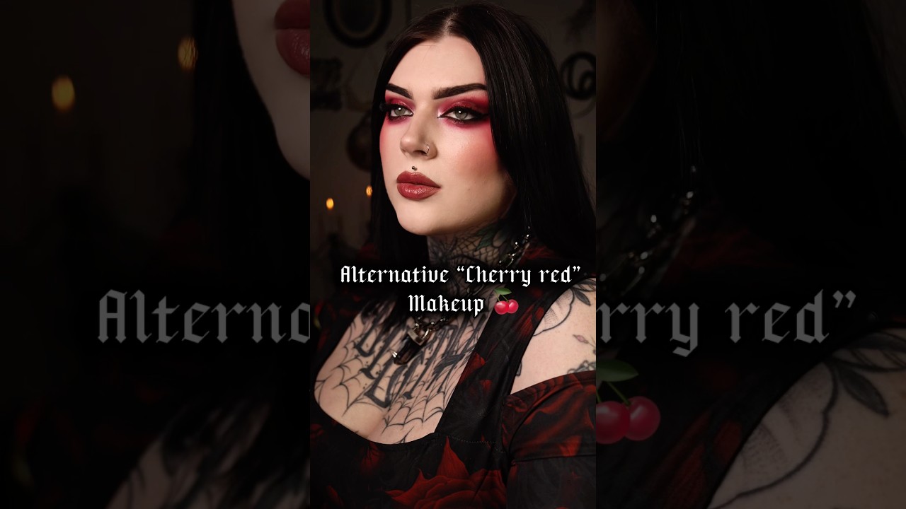 ✨🍒Cherry red🍒✨ makeup but make it gothic! #makeup #beauty #goth #gothgirl #alt #alternative
