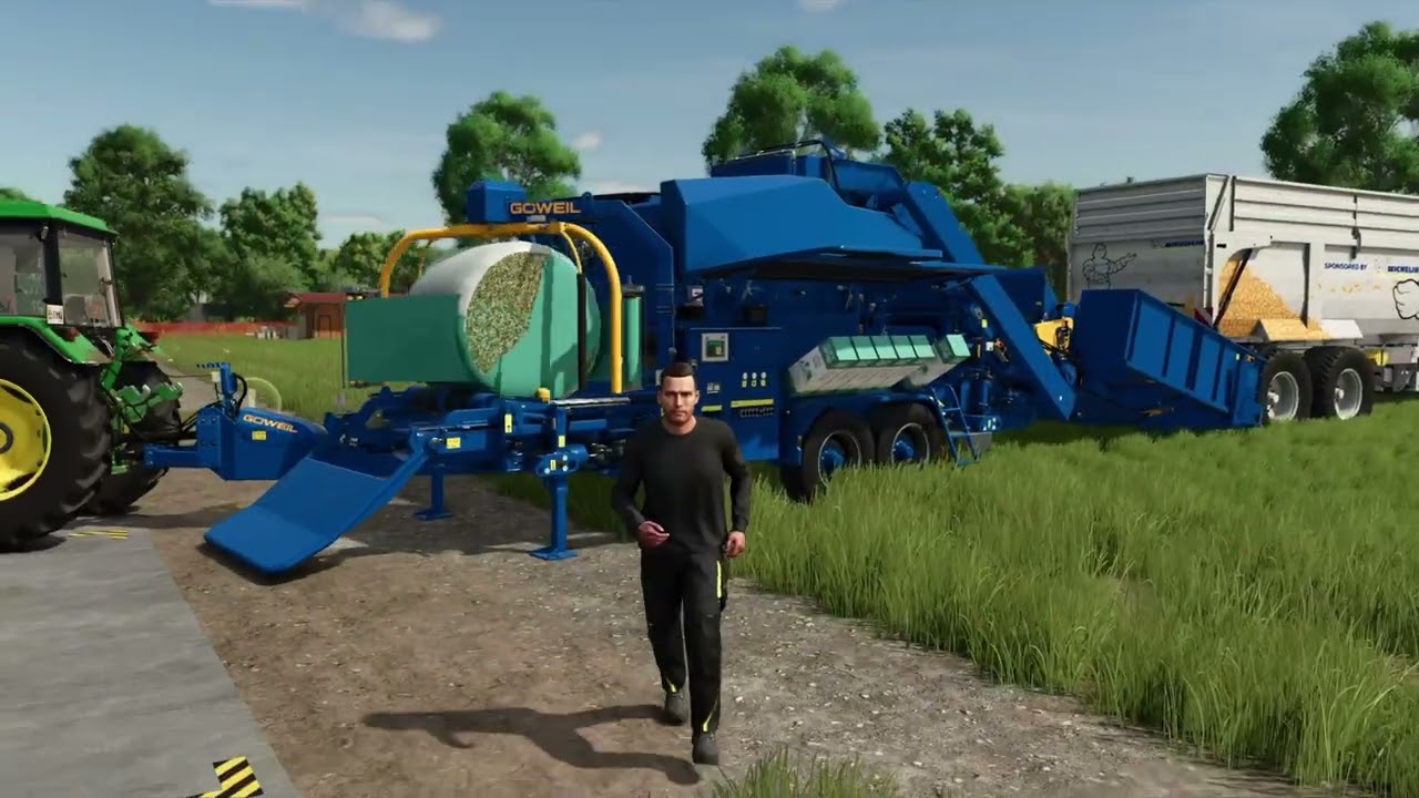 Farming Simulator 25 - Maishäckseln und Silageballen stationär pressen mit  Göweil Presse mit Bunker