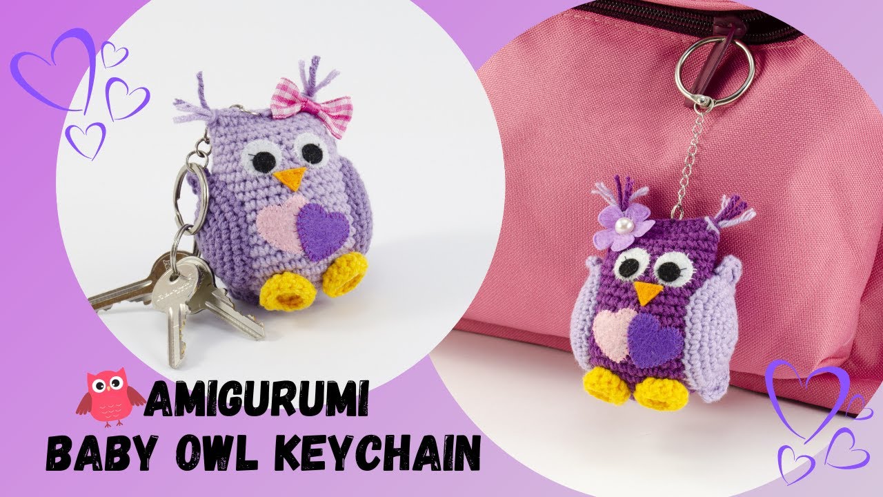 🇺🇸 How To Crochet Baby Owl Keychain/Amigurumi Owl Tutorial/DIY Owl Keychain/Crochet Mini Owl