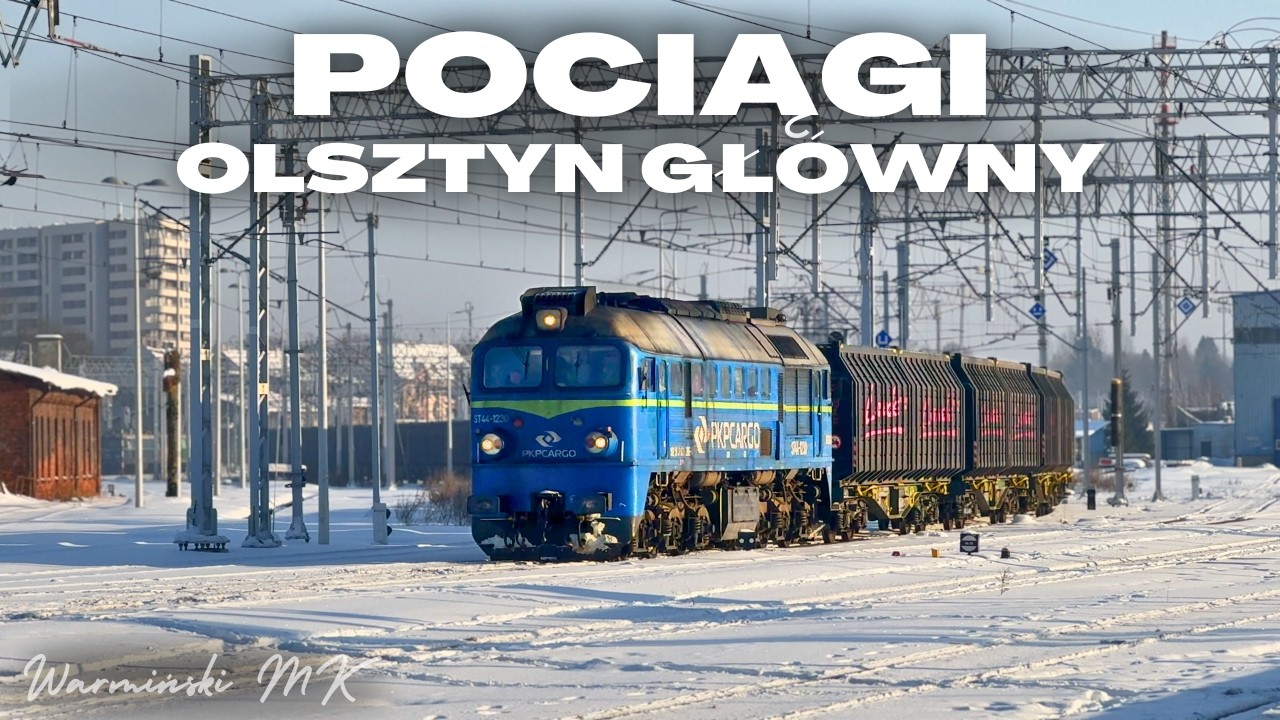 Pociągi na stacji Olsztyn Główny zimą ❄️ - Słoneczny, zimowy poranek