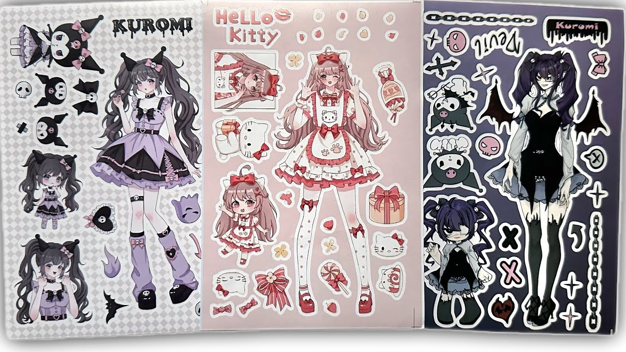 [paper diy] Sanrio Fashion Girls Sticker Book/ Kuromi / My Melody/ Hello Kitty/ Cinnamoroll 