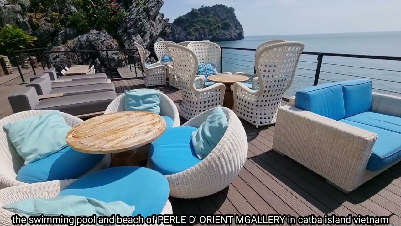the swimming pool and beach of PERLE D' ORIENT MGALERRY in catba island in vietmam.