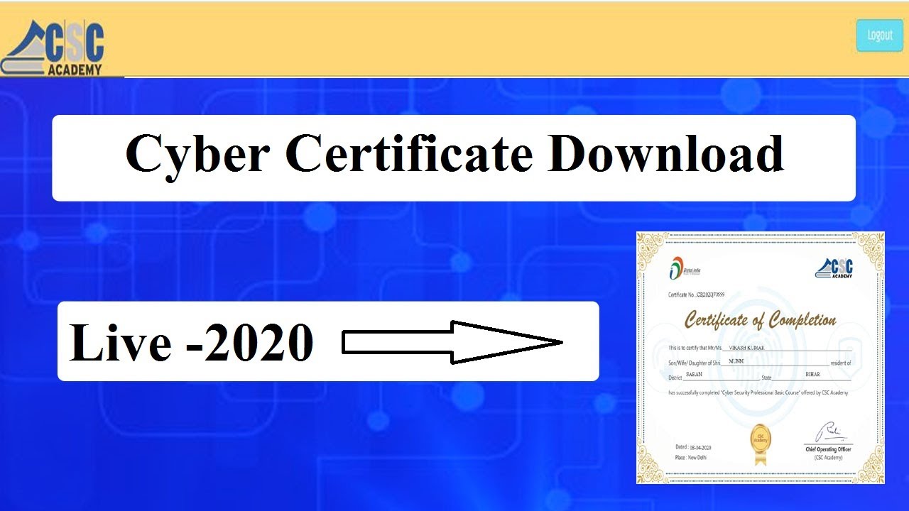 Cyber Security Certificate Download l cscacademy certificate l CSC l