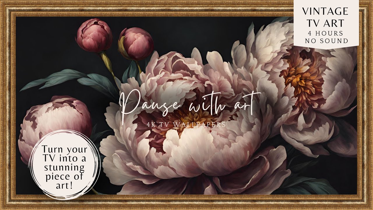 4K Vintage Frame TV Art Rose Peony Bouquets | Summer Botanical Screensaver | Summer TV Art | Summer