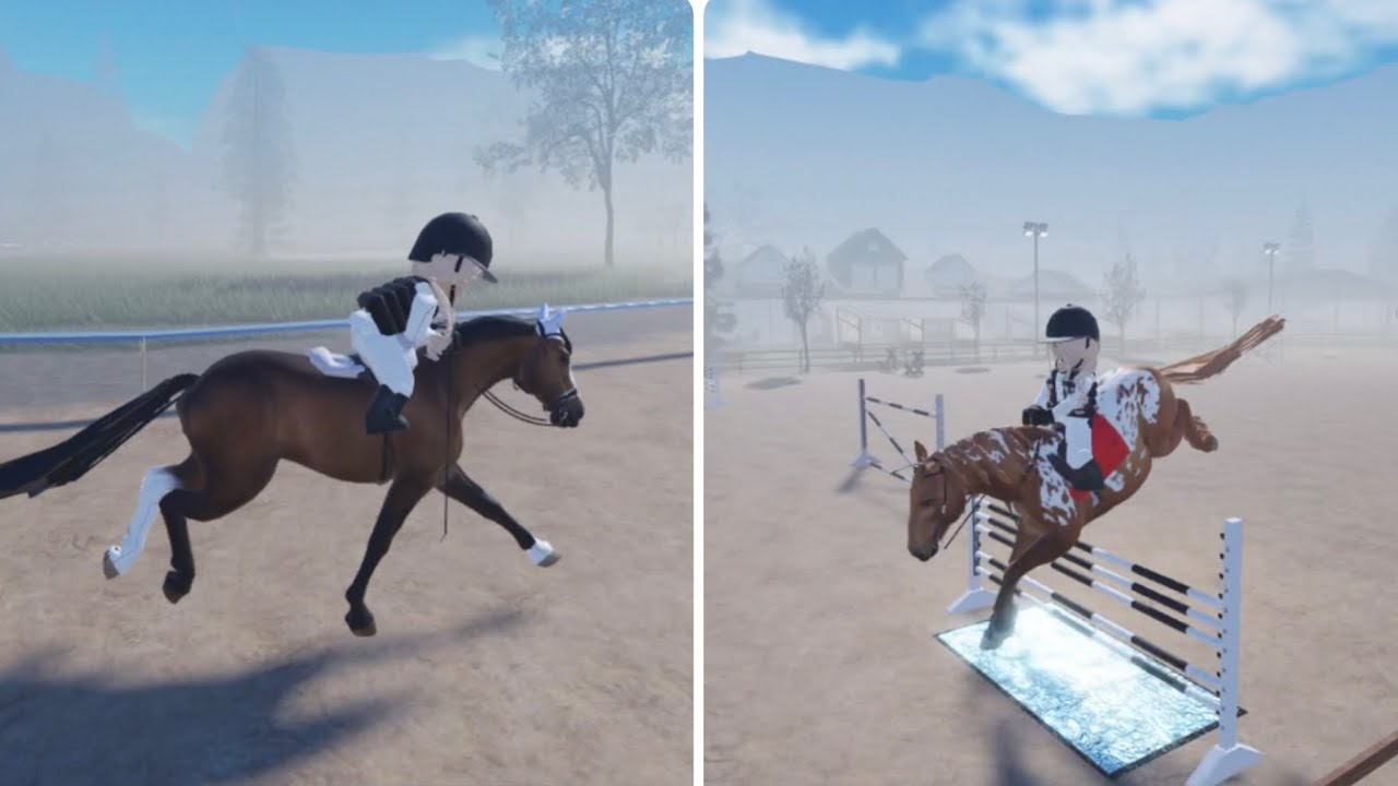 Horse riding lessons jumping and racing☺️ #Roblox 