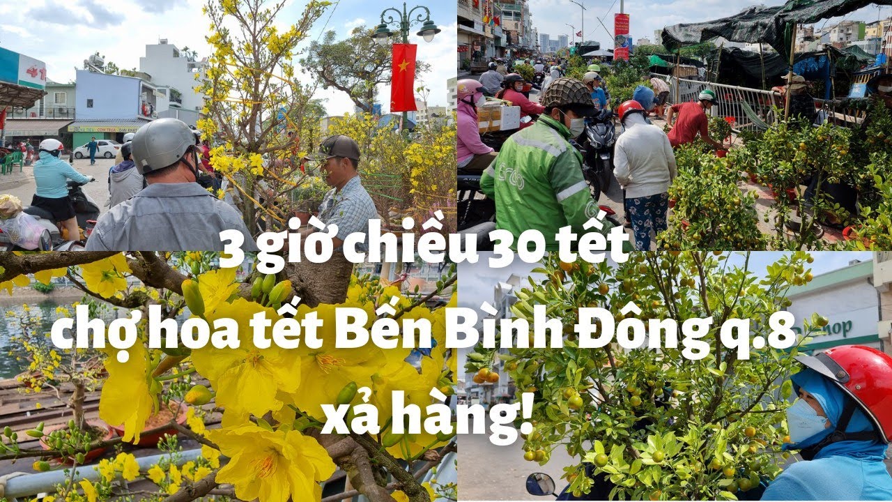 Sài Gòn chiều 30 Tết: Chợ hoa Bến Bình Đông q.8 khá đông, Xổ hàng tắc mai vạn thọ, Cây mai đẹp 900k