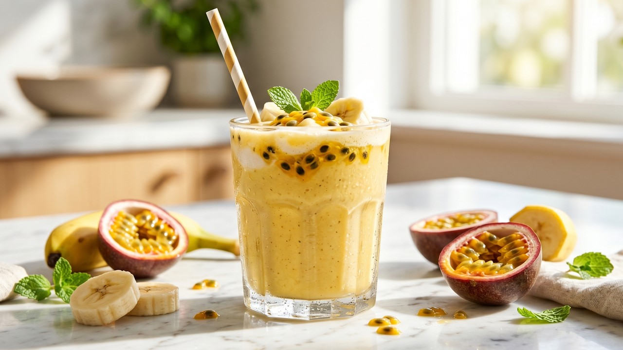 How To Make Yummy Banana Passion Fruit Smoothie Recipe - Fruit Smoothie Recipe