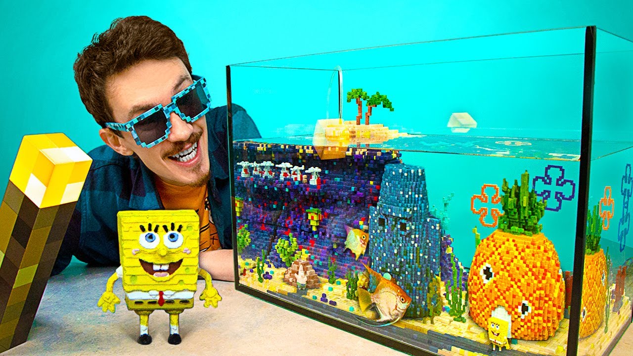 SPONGEBOB Scenery From Minecraft Blocks in REAL LIFE!! 🐠