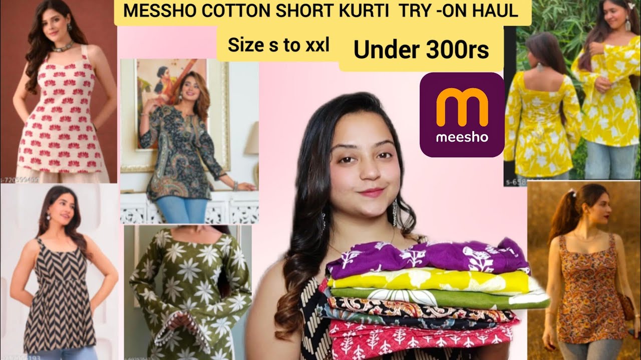 Messho Cotton Short Kurti Under 300rs./summer collection #meesho #meeshofinds #meeshoshortkurtihaul 