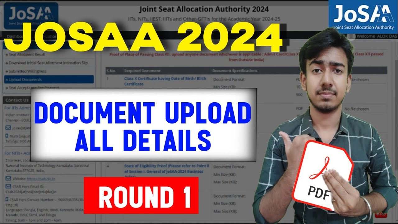 How To Upload Documents | JOSAA 2024 Document Upload | Josaa Online Reporting