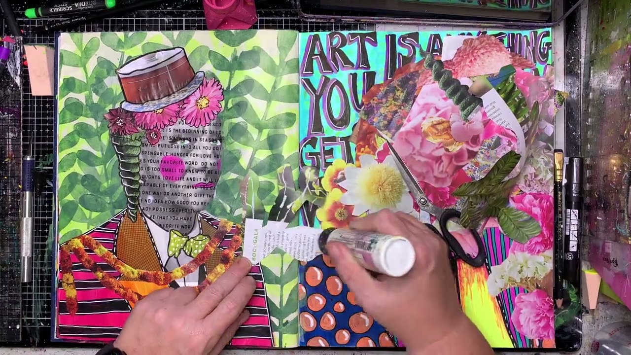 Mixing collage and transparencies in your art journal
