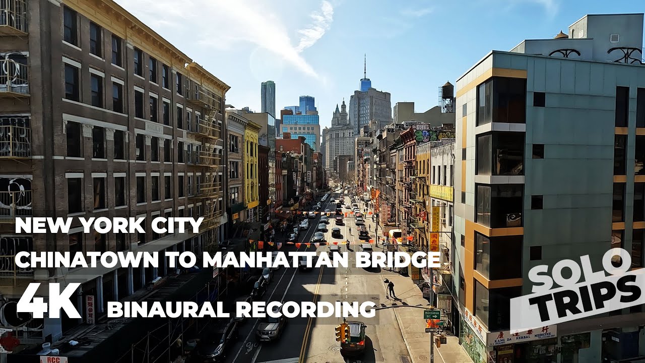 NYC | Chinatown to Manhattan Bridge | 4K | ASMR / Binaural Recording