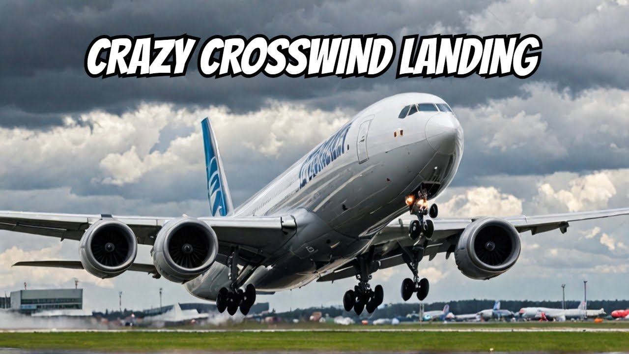 EMIRATES Boeing 777 CROSSWIND Landing at MUNICH Airport GOES CRAZY