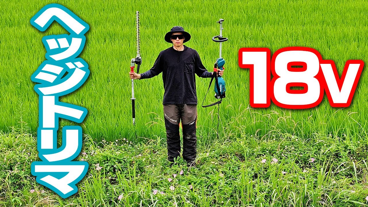 【軽量】18V仕様のマキタヘッジトリマで田んぼの草刈りしてみた【スプリットモータ】