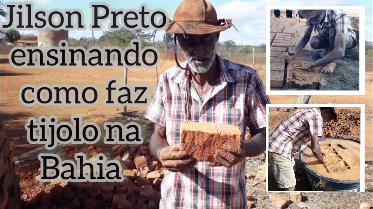 fazendo tijolo (adobo) de barro na Bahia.