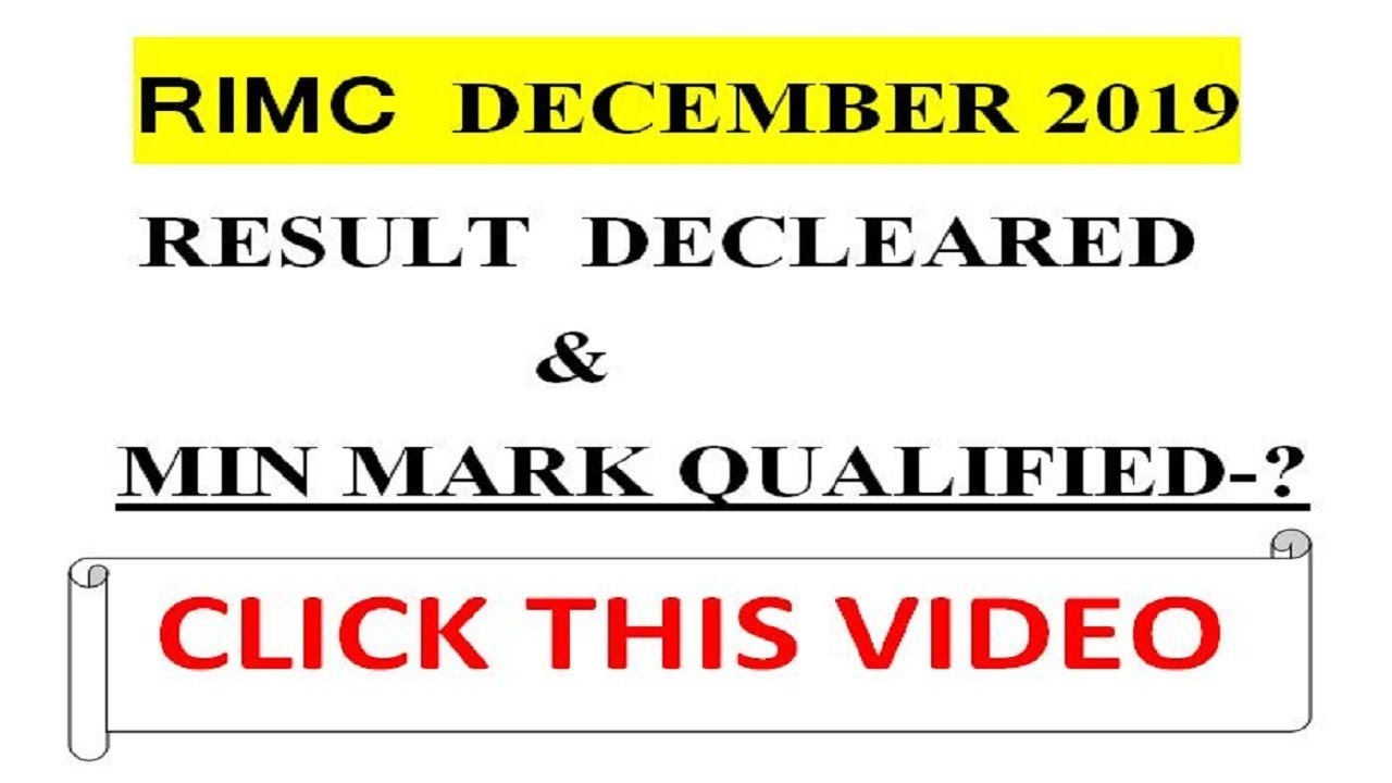 RIMC DECEMBER 2019 EXAM RESULTS & QUALIFIED MARK