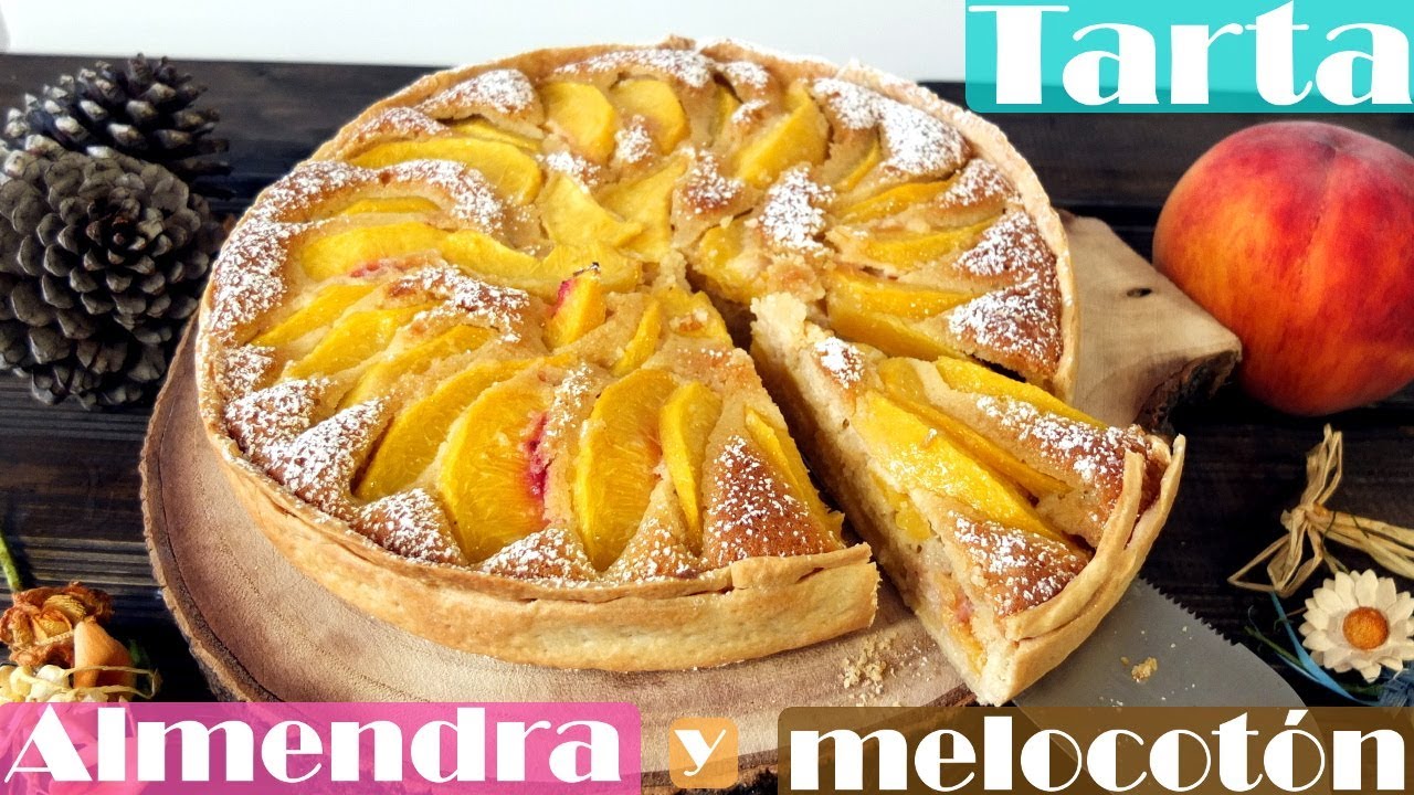 TARTA de ALMENDRA Y MELOCOTÓN o DURAZNO,😍🥧😋 TORTA O PASTEL FÁCIL DELICIOSO Y RÁPIDO Receta # 408